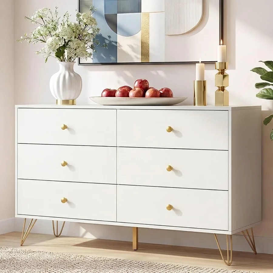 Storage & Organization - Sześcioma szufladami wyposażona, biała komoda do